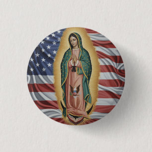 Virgen de Guadalupe - USA Button
