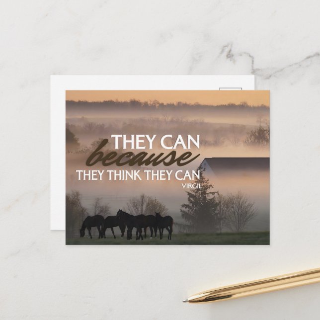Virgil Inspiration Zitat "Sie können" Postkarte (Vorderseite/Rückseite Beispiel)