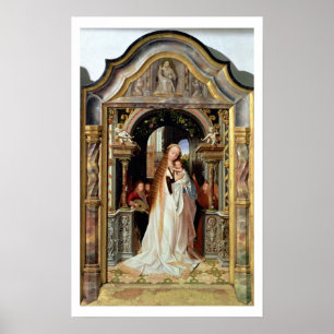 Virgin and Child with Three Angels, central panel Poster