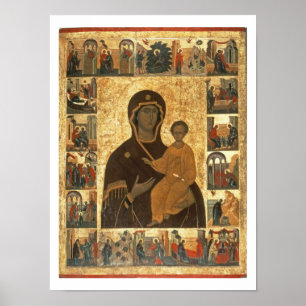 Virgin Hodegetria Icon of Smolensk, c.1450 (temper Poster