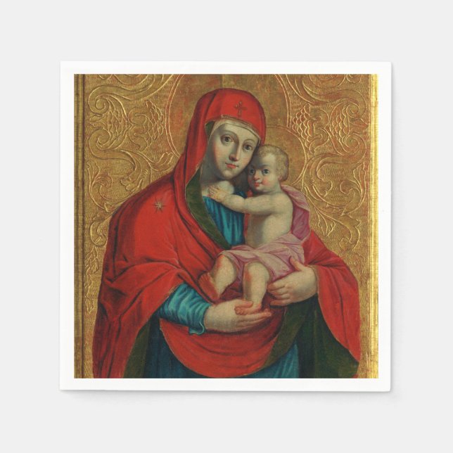 Virgin Mary and Jesus Child by Jan Rombauer Serviette (Vorderseite)