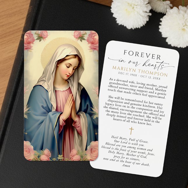 Virgin Mary Hail Mary Memorial Prayer Cards (Von Creator hochgeladen)
