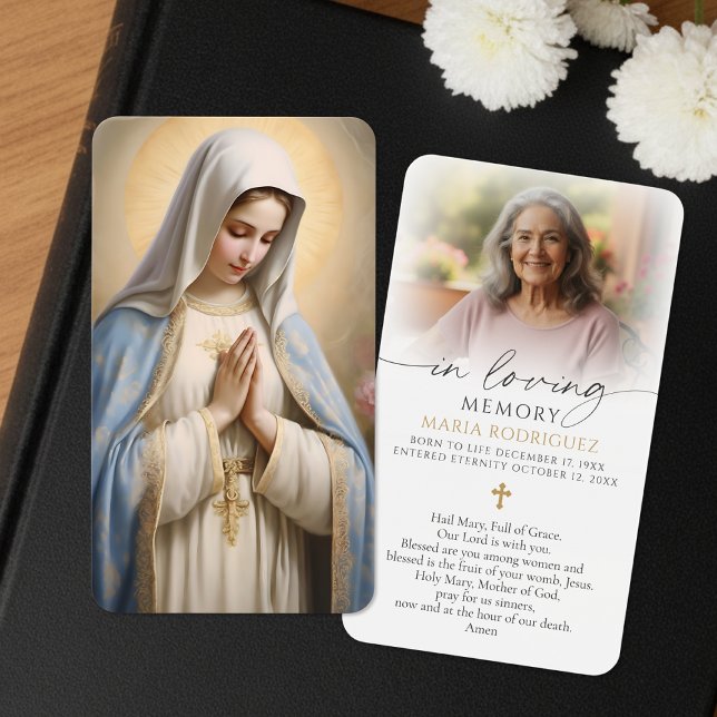 Virgin Mary Hail Mary Photo Funeral Prayer Cards (Von Creator hochgeladen)