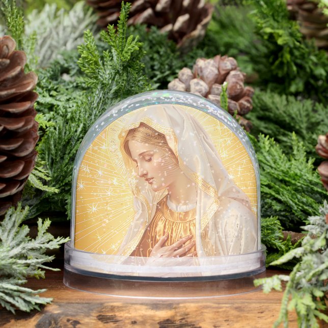 Virgin Mary in Gold and Stars Schneekugeln (Winter)