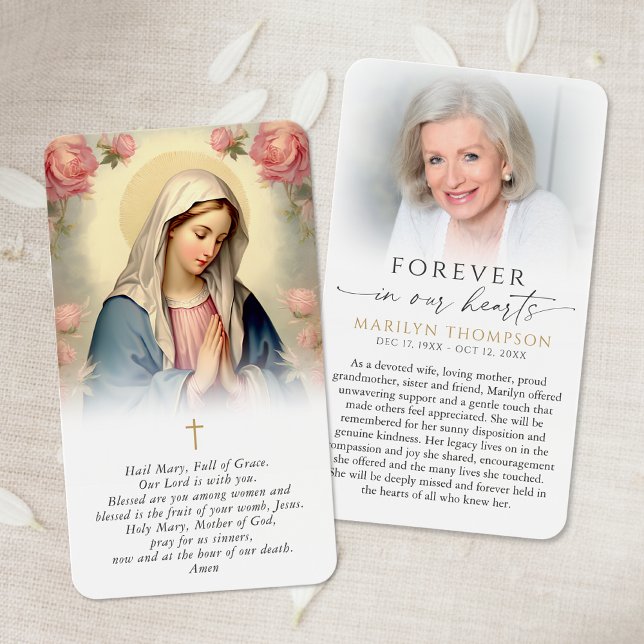 Virgin Mary In Loving Memory Sympathy Prayer Card (Von Creator hochgeladen)