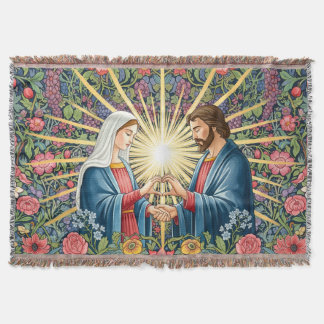 Virgin Mary & Jesus Christ Heart / Christian Art Decke