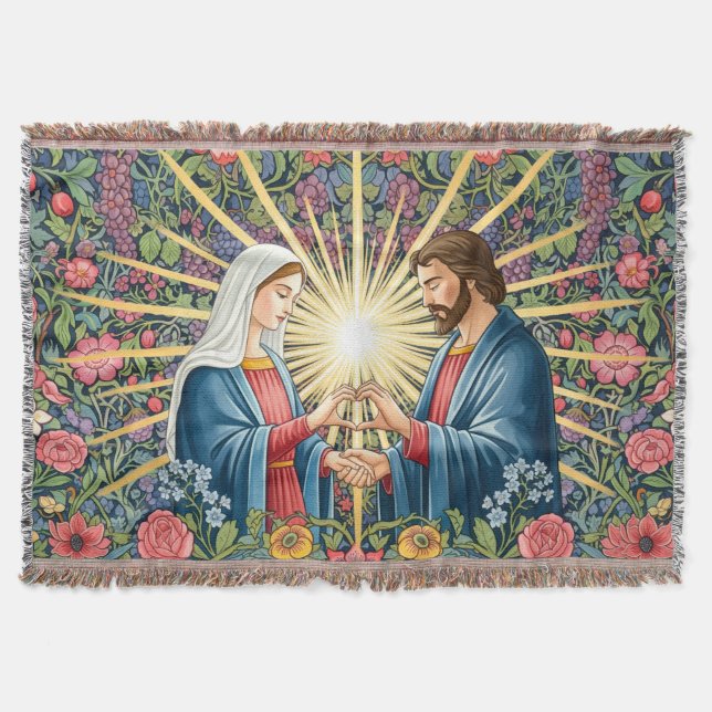 Virgin Mary & Jesus Christ Heart / Christian Art Decke (Vorderseite)