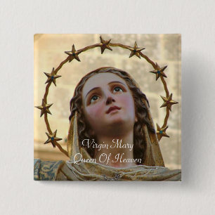 Virgin Mary Queen Of Heaven Button