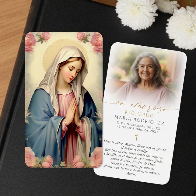 Virgin Mary Spanish Hail Mary Photo Memorial Cards (Von Creator hochgeladen)