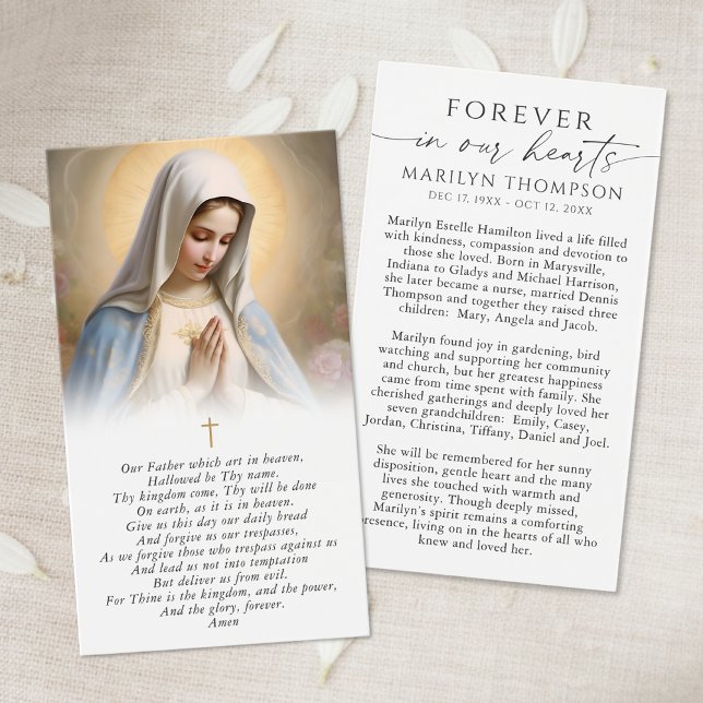 Virgin Mary The Lord's Prayer Funeral Prayer Card (Von Creator hochgeladen)