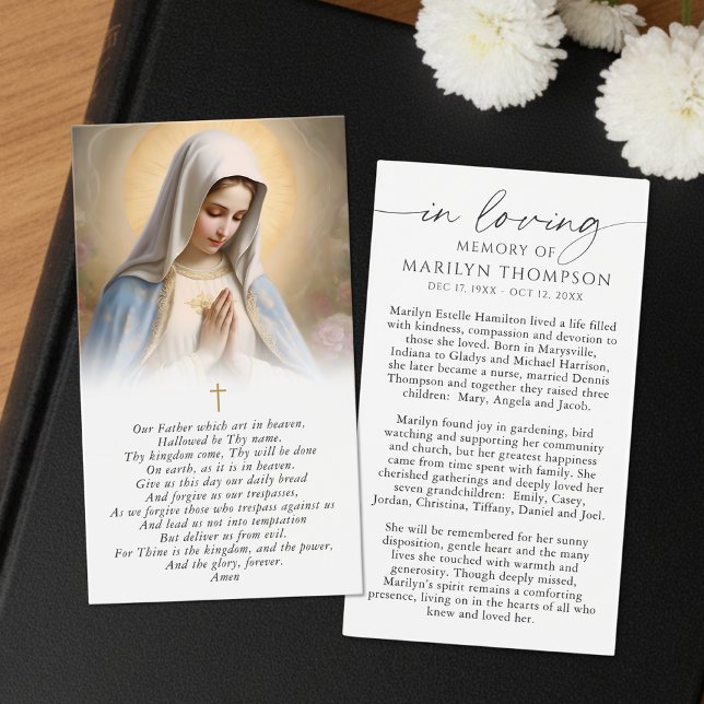 Virgin Mary The Lord's Prayer Memorial Prayer Card (Von Creator hochgeladen)