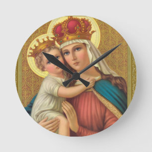 Virgin Mary w/Child Jesus Acrylic Wall Clock Gift Runde Wanduhr