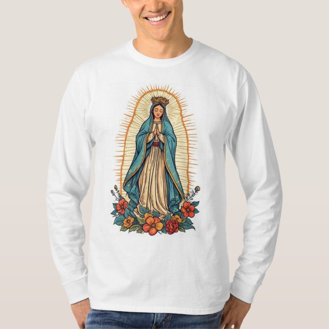 Virgin of Guadalupe Men's Long Sleeve Tee Shirt (Vorderseite)