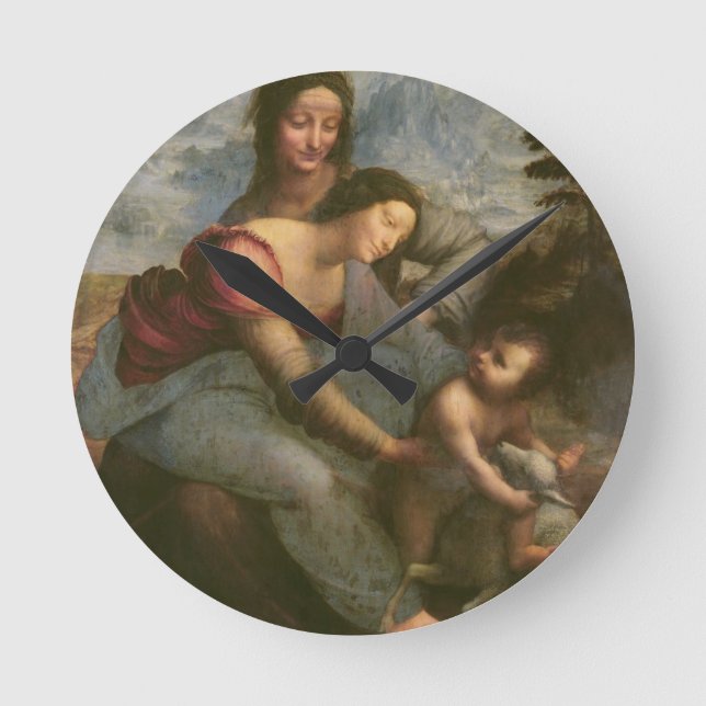 Virgin und Child with St. Anne, c.1510 Runde Wanduhr (Vorderseite)