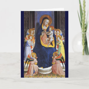 VIRGIN WITH CHILD ANGELS AND SAINTS, Blue Sapphire Feiertagskarte