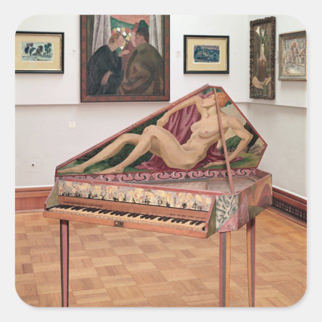 Virginals, gemalt durch Roger-Fischrogen Quadratischer Aufkleber (Vorderseite)