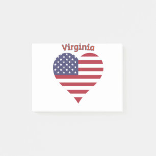 Virginia American Flag Heart Post-it Klebezettel