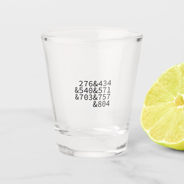 Virginia Area Codes Schnapsglas (Vorderseite)