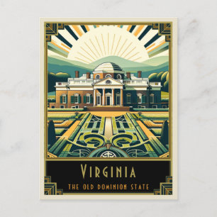 Virginia Art Deco Postkarte