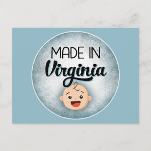 Virginia Baby Funny Blue New Boy Postcard Postkarte