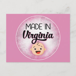 Virginia Baby Funny Pink New Girl Postcard Postkarte