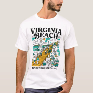 Virginia Beach Boardwalk mit Ozean und Pier T-Shirt
