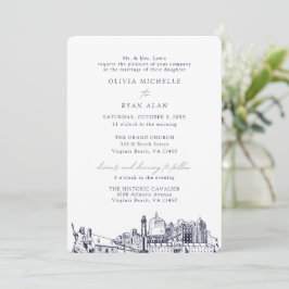 Virginia Beach Church Wedding Two Location Navy Einladung