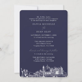 Virginia Beach Church Wedding Two Location Navy Einladung