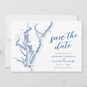 Virginia Beach Map Moderne Hochzeit Save The Date