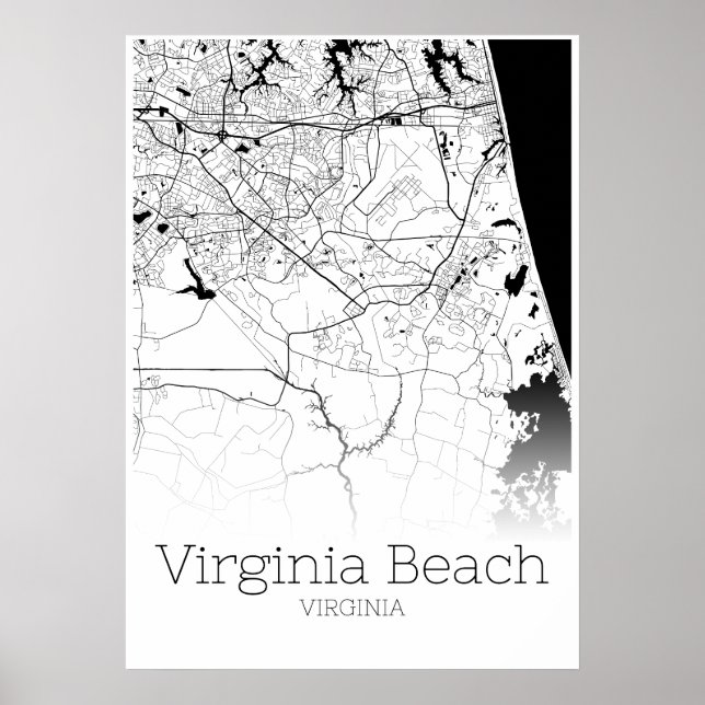 Virginia Beach Map - Virginia - City Map Poster (Vorne)