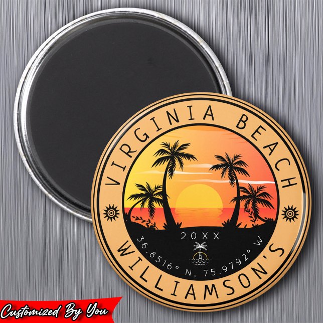 Virginia Beach USA Retro Sunset Souvenirs 60er Magnet (Von Creator hochgeladen)