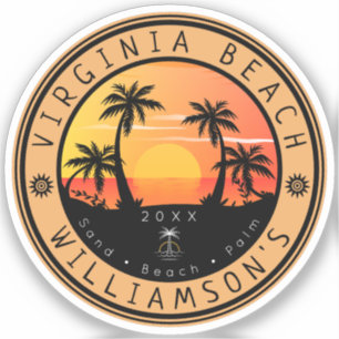 Virginia Beach USA Retro Sunset Souvenirs 80er Aufkleber