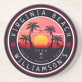 Virginia Beach USA Retro Sunset Souvenirs 80er Getränkeuntersetzer