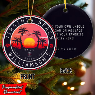 Virginia Beach USA Retro Sunset Souvenirs 80er Keramik Ornament