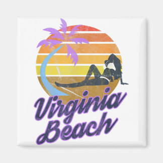 Virginia Beach USA Retro Surf Backpacking Amerika Magnet