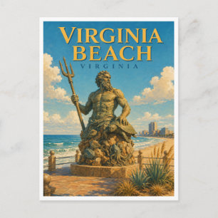 Virginia Beach Virginia Neptune Statue GeoSaga Postkarte