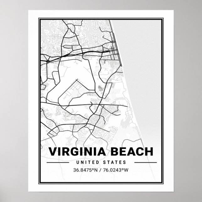 Virginia Beach Virginia USA Reiseplan Poster (Vorne)
