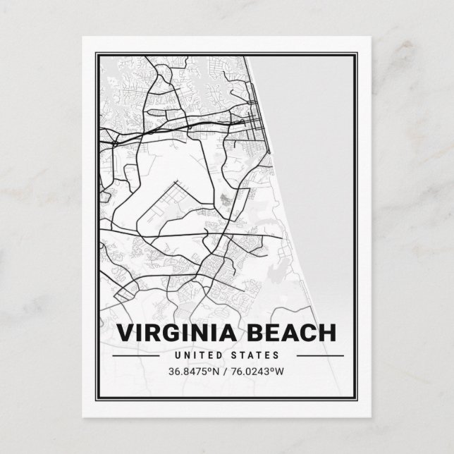 Virginia Beach Virginia USA Reiseplan Postkarte (Vorderseite)
