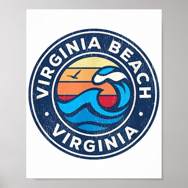 Virginia Beach Virginia VA Vintage Wasserwaves Poster (Vorne)