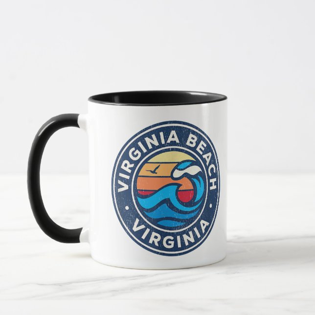 Virginia Beach Virginia VA Vintage Wasserwaves Tasse (Links)