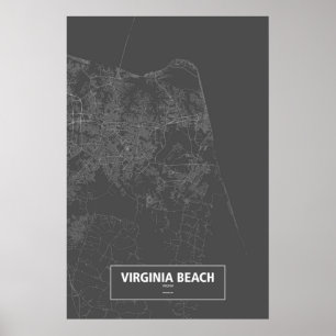Virginia Beach, Virginia (weiß auf Schwarzem) Poster