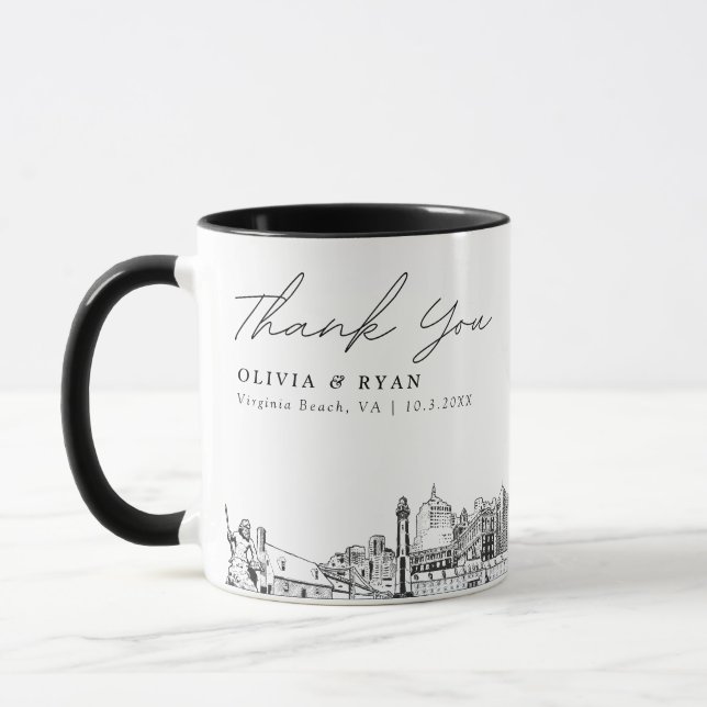 Virginia Beach Wedding Minimal Custom Coffee Tasse (Links)