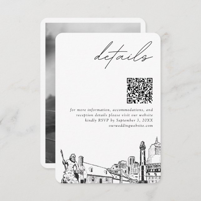Virginia Beach Wedding Modern Details QR Code Begleitkarte (Vorne/Hinten)