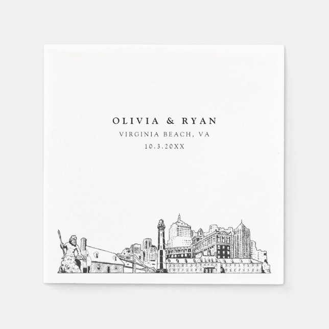 Virginia Beach Wedding Paper Cocktail Napkin Serviette (Vorderseite)