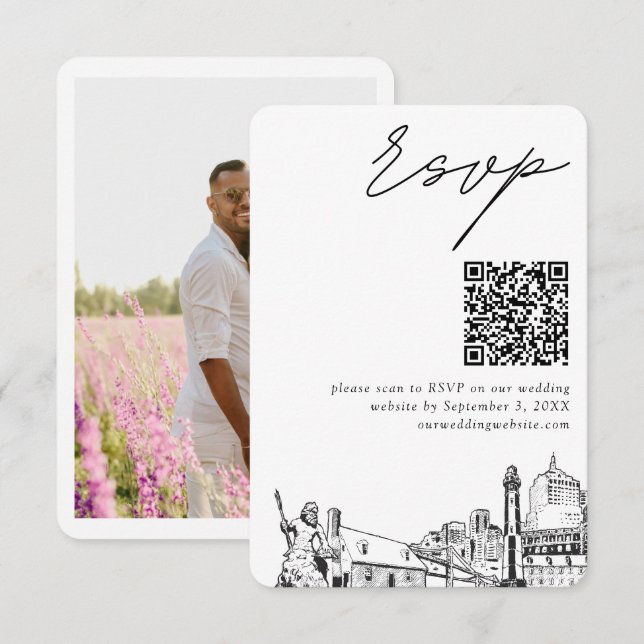 Virginia Beach Wedding UAWG QR Code Small Begleitkarte (Vorne/Hinten)