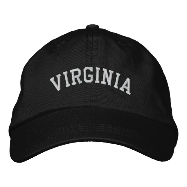 Virginia bestickte, anpassbare Cap Black Bestickte Baseballkappe (Vorderseite)