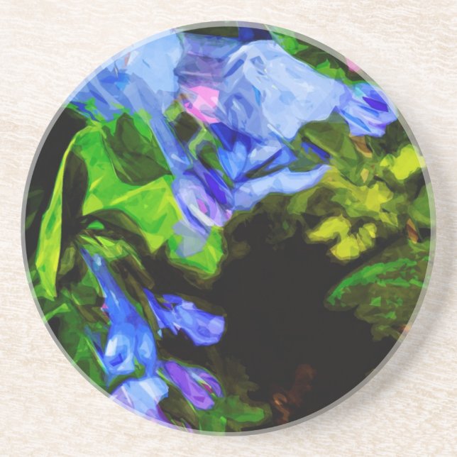 Virginia Bluebell Wildblume Impressionist Sandstein Untersetzer (Vorne)