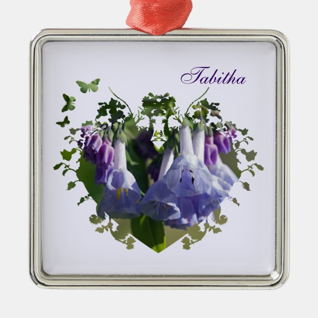 Virginia Bluebells Wildblumen Silbernes Ornament (Vorne)