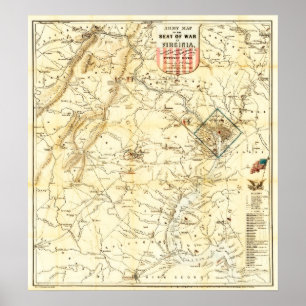 Virginia Bürgerkriegsschlachtkarte 1862  Poster