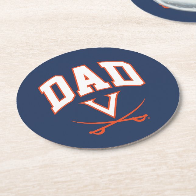 Virginia Cavaliers Vater Runder Pappuntersetzer (Angewinkelt)